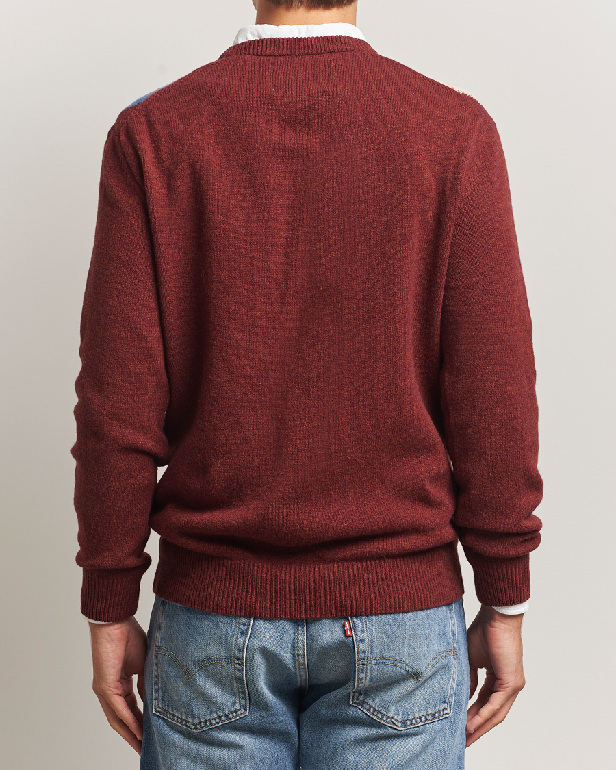 Mies | Puserot | Gant | Lambswool Argyle Knitted Crew Neck Winter Wine