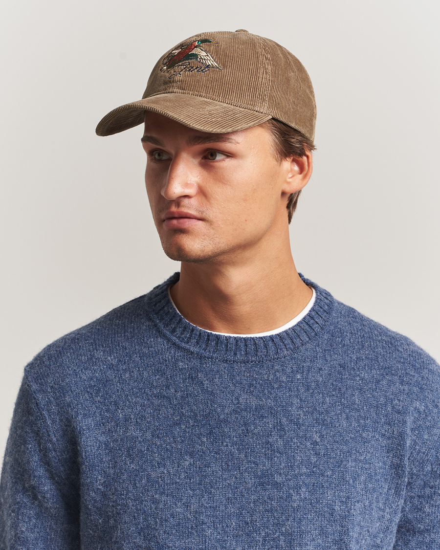 Mies | GANT Graphic Embroidered Washed Cord Cap Taupe Beige | GANT | Graphic Embroidered Washed Cord Cap Taupe Beige