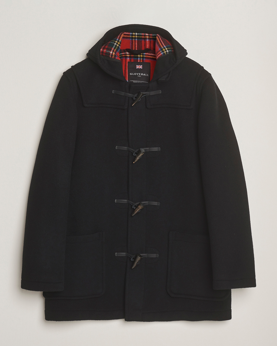 Mies | Takit | Gloverall | Mid Length Duffle Coat Black/Royal Stewart