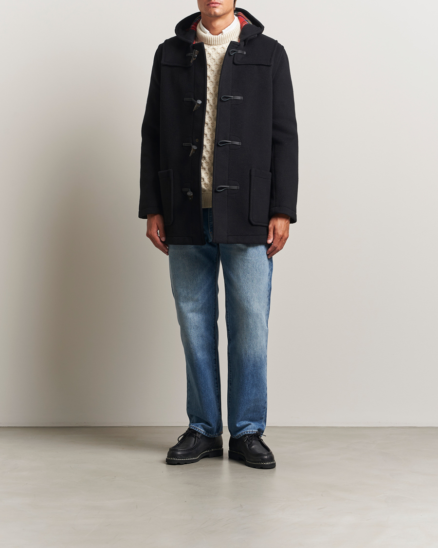Mies | Takit | Gloverall | Mid Length Duffle Coat Black/Royal Stewart