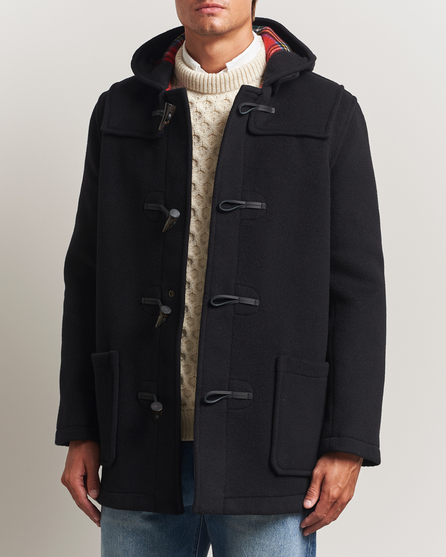 Mies | Takit | Gloverall | Mid Length Duffle Coat Black/Royal Stewart