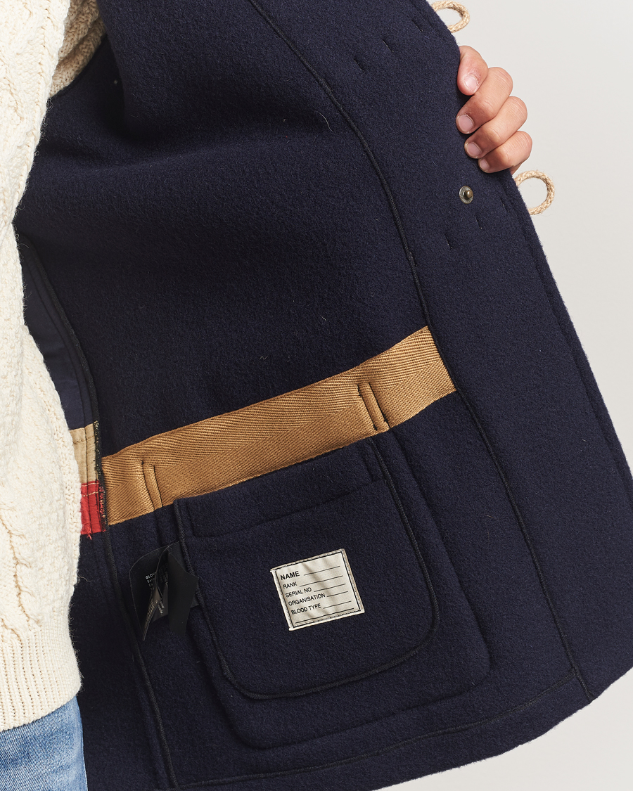 Mies | Takit | Gloverall | Mid Length Monty Union Jack Duffle Coat Navy