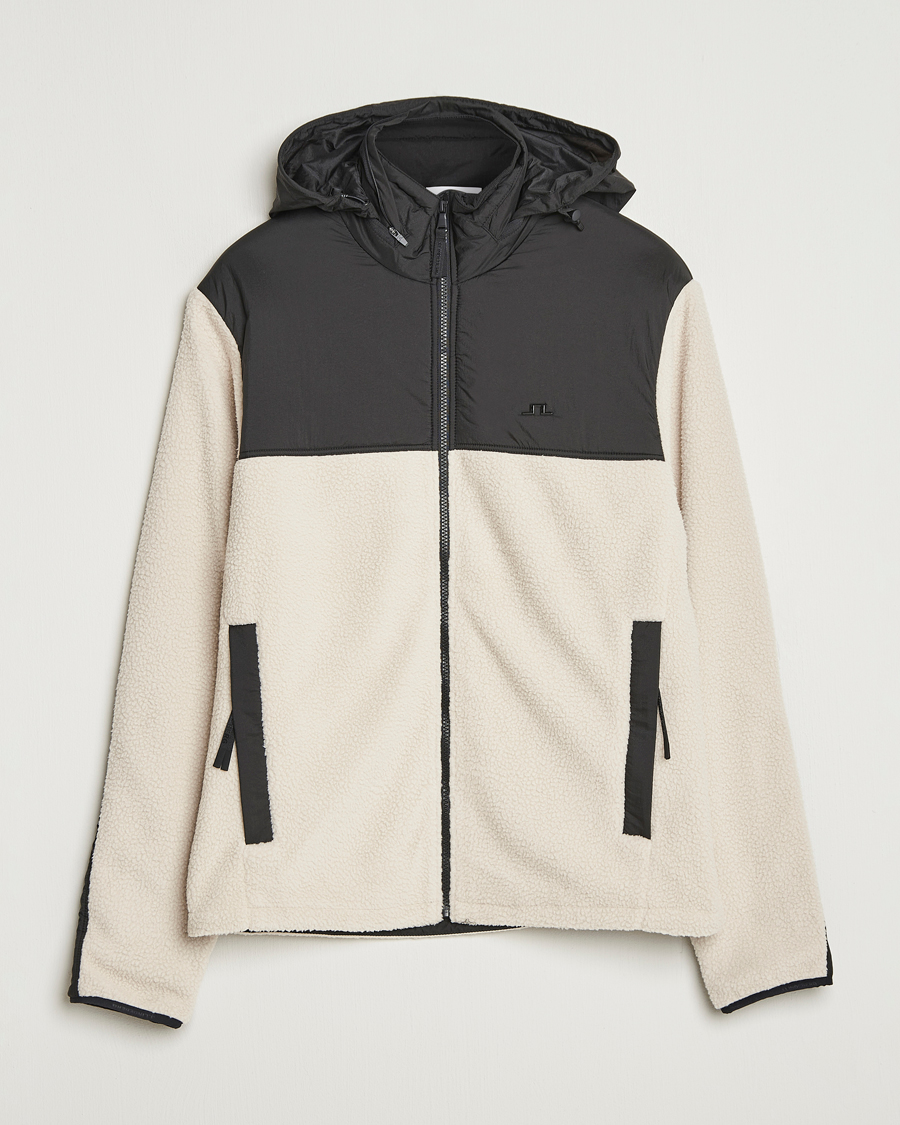 Mies | Puserot | J.Lindeberg | Provo Pile Hooded Full Zip Moonbeam