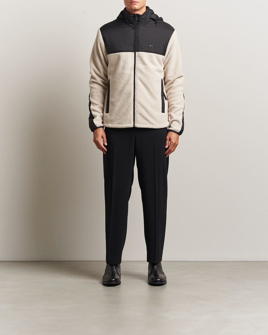 Mies | Puserot | J.Lindeberg | Provo Pile Hooded Full Zip Moonbeam