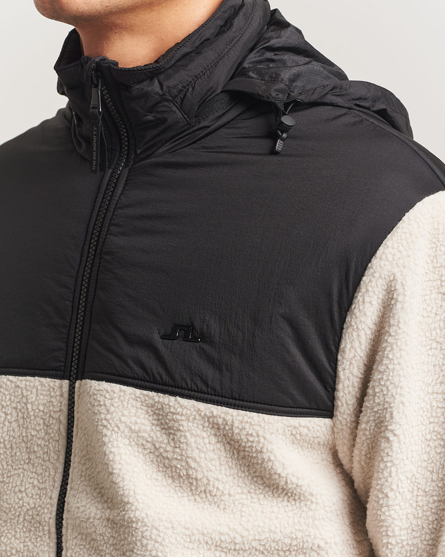 Mies | Puserot | J.Lindeberg | Provo Pile Hooded Full Zip Moonbeam