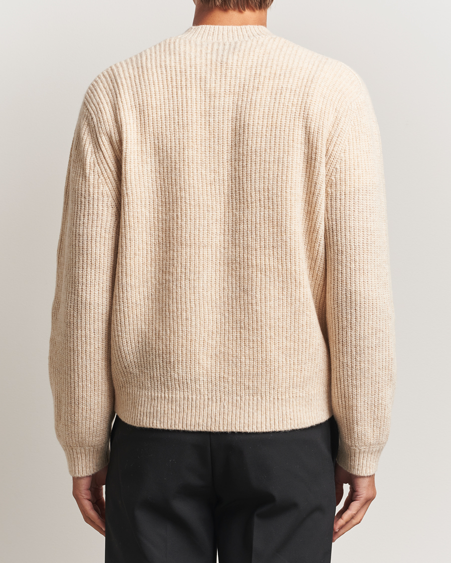 Mies | Puserot | J.Lindeberg | Vitor Wool Heavy Knitted V-Neck Moonbeam Melange