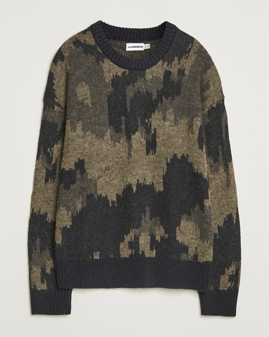 Mies | Puserot | J.Lindeberg | Nate Graphic Jaquard Knitted Sweater Forest Green