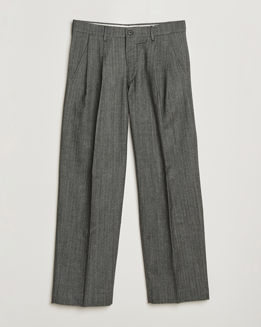 Mies | Housut | NN07 | Justin Double Pleated Herringbone Trousers Grey