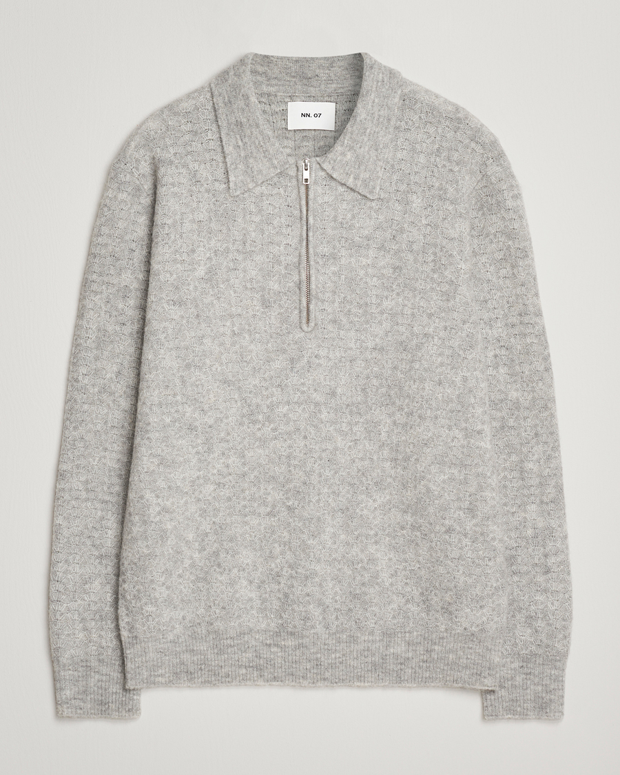 Mies | Puserot | NN07 | Alfie Alpaca Knitted Half Zip Sable Grey