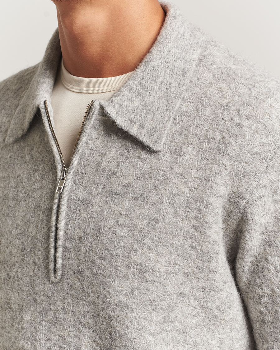 Mies | Puserot | NN07 | Alfie Alpaca Knitted Half Zip Sable Grey