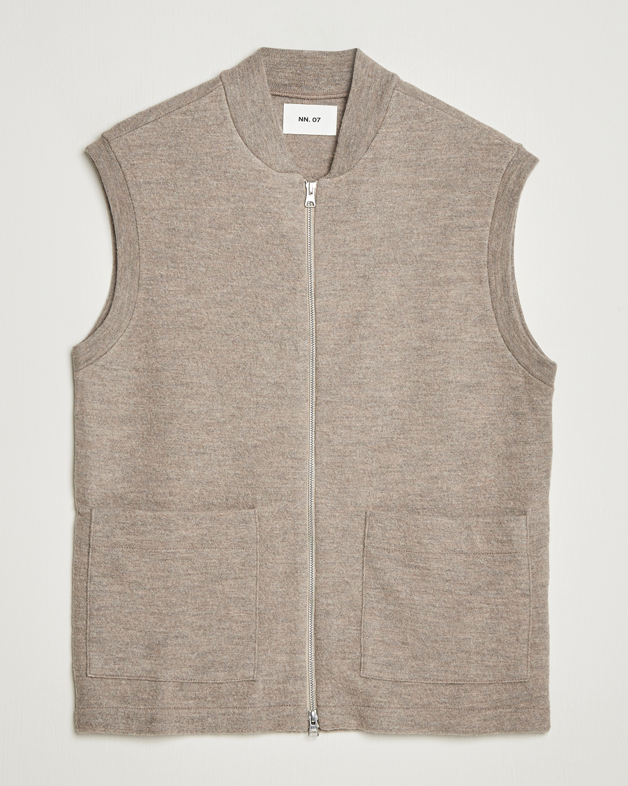 Mies | Puserot | NN07 | Boiled Wool Vest Khaki Beige