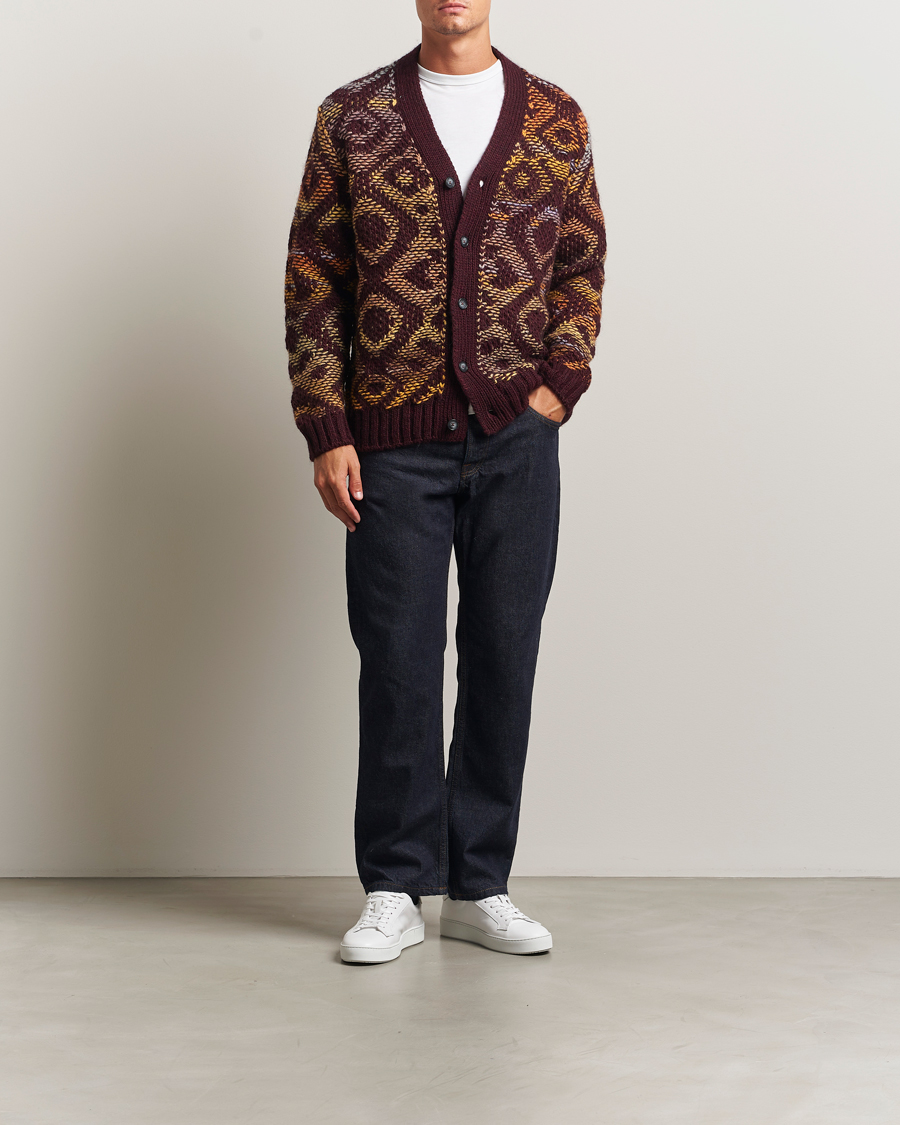 Mies | Puserot | NN07 | Viggo Heavy Knitted Cardigan Wine Red Multi