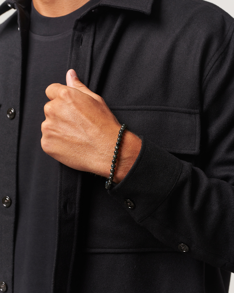 Mies | Korut | Tom Wood | Cove Bracelet Slim Black Larvikite