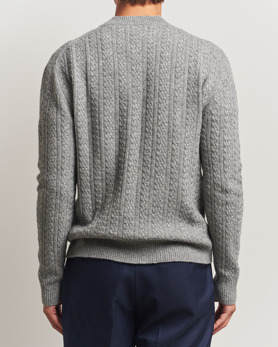 Mies | Puserot | Altea | Cable Crew Neck Sweater Grey Melange