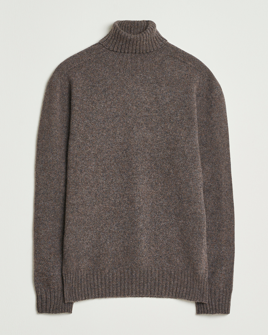 Mies | Puserot | Altea | Wool/Cashmere Rollneck Dark Brown Melange