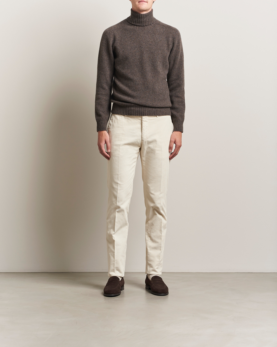 Mies | Puserot | Altea | Wool/Cashmere Rollneck Dark Brown Melange