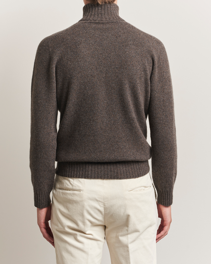 Mies | Puserot | Altea | Wool/Cashmere Rollneck Dark Brown Melange