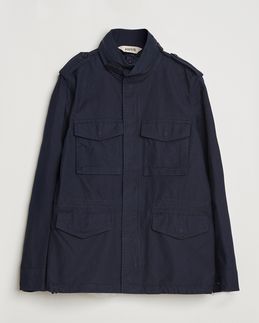 Mies | Takit | Aspesi | Lined Cotton Field Jacket Navy