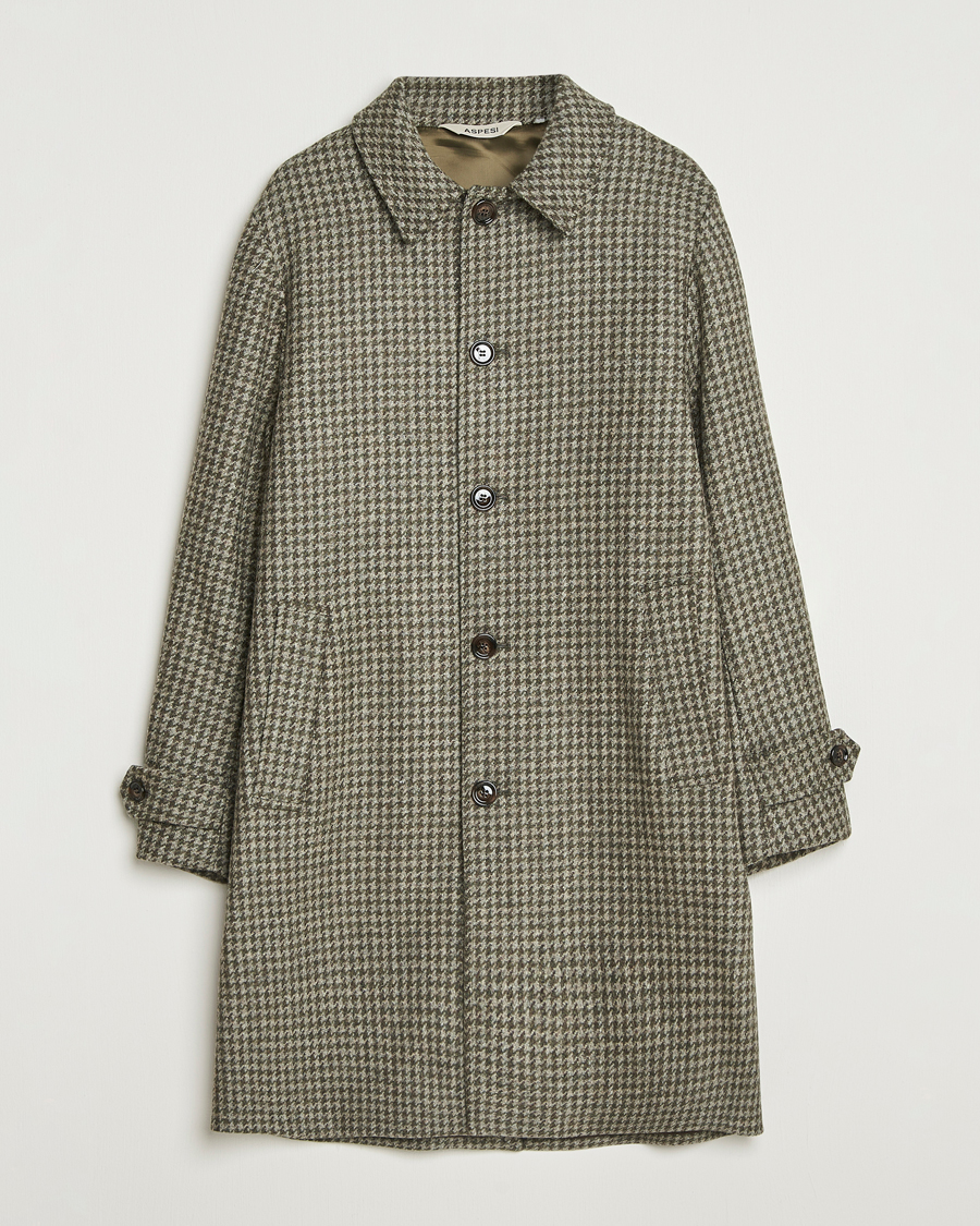 Mies | Takit | Aspesi | Houndstooth Wool Coat Beige