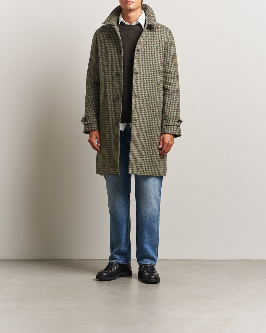 Mies | Takit | Aspesi | Houndstooth Wool Coat Beige