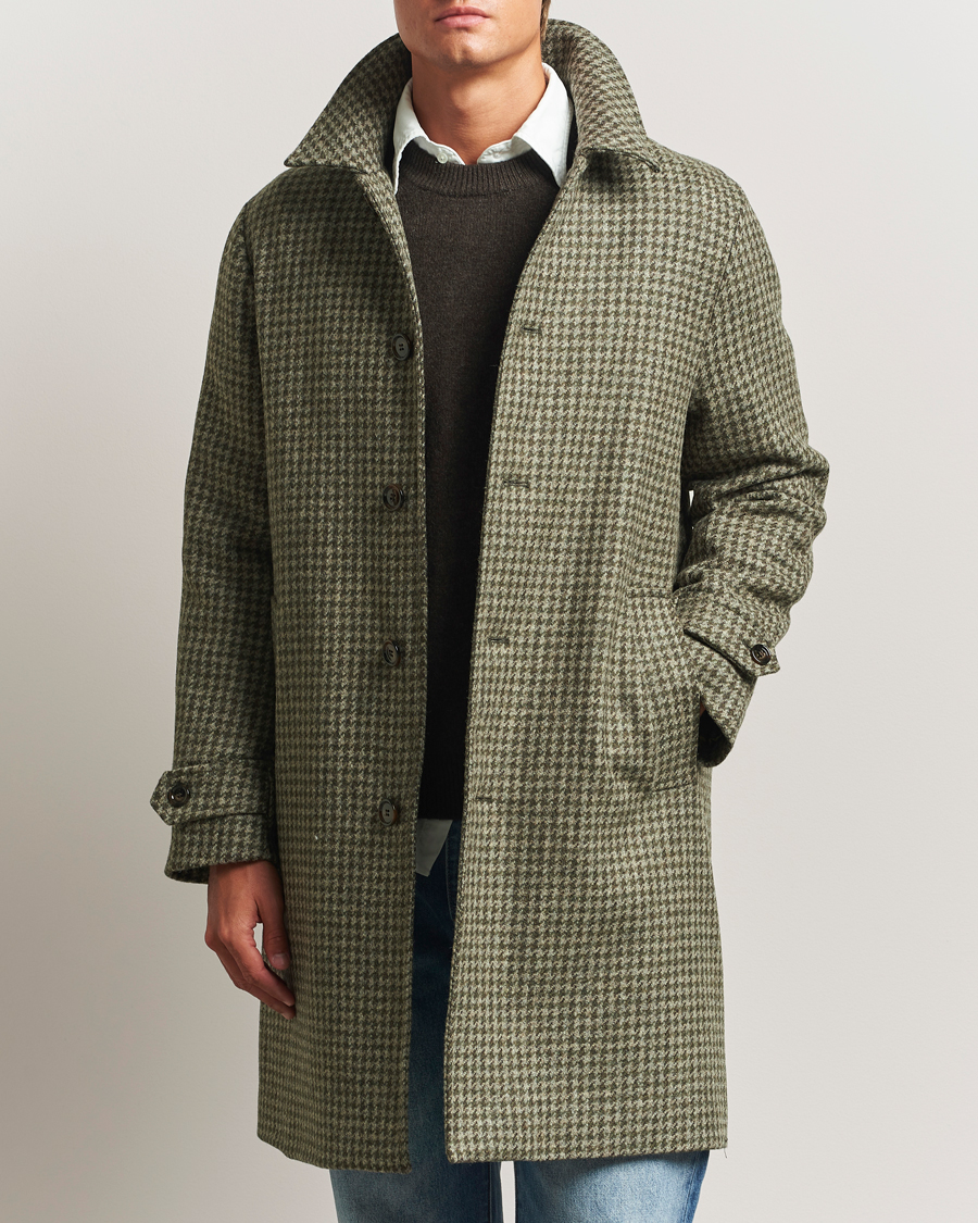 Mies | Takit | Aspesi | Houndstooth Wool Coat Beige