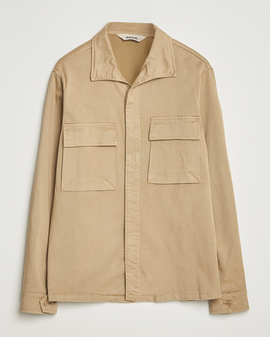 Mies | Kauluspaidat | Aspesi | Twill Cotton Overshirt Beige