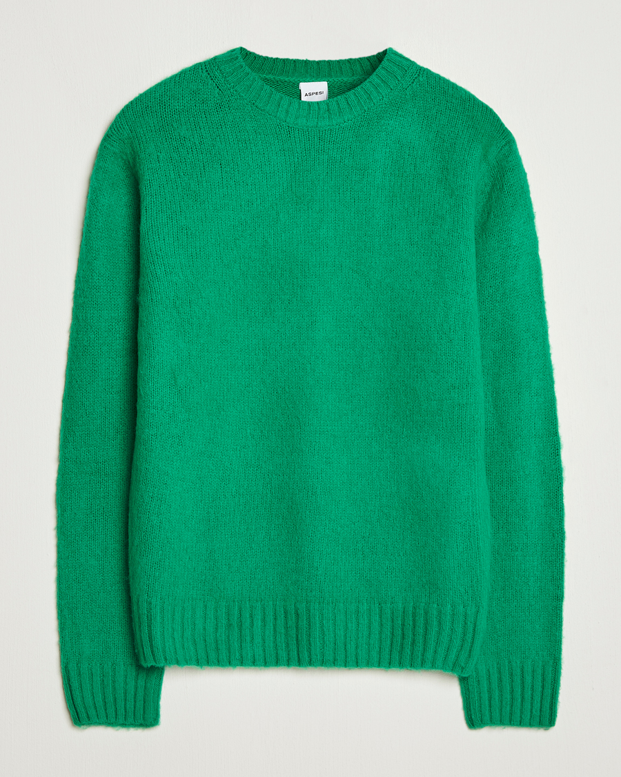 Mies | Puserot | Aspesi | Brushed Shetland Sweater Green