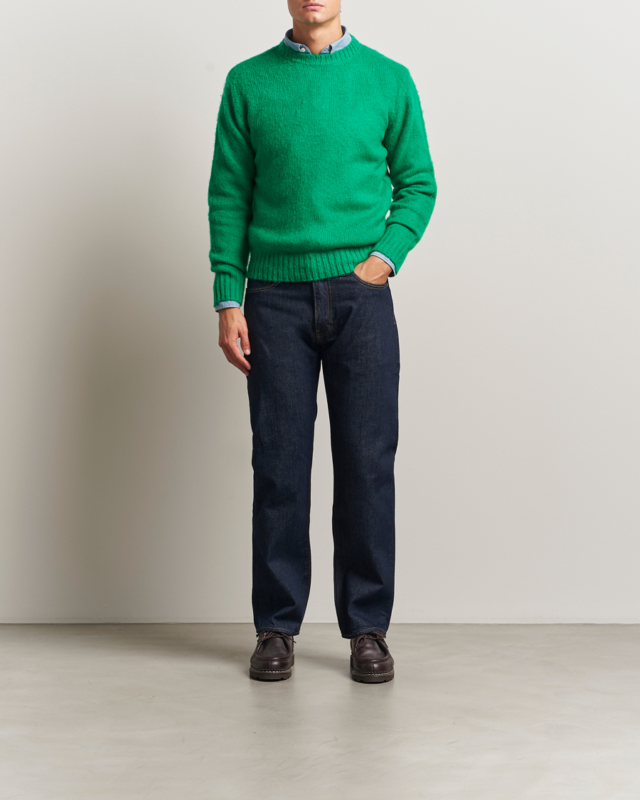 Mies | Puserot | Aspesi | Brushed Shetland Sweater Green