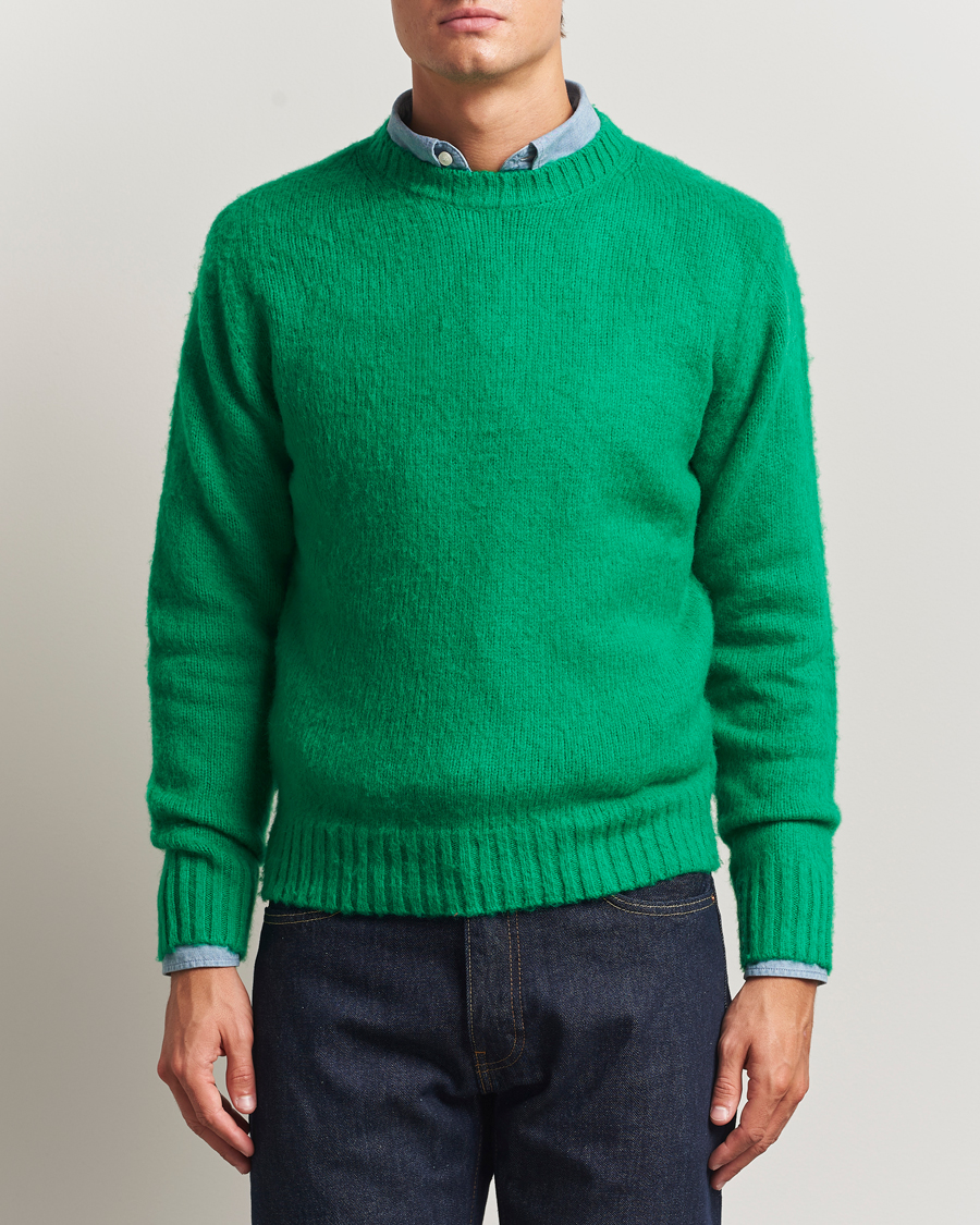 Mies | Puserot | Aspesi | Brushed Shetland Sweater Green