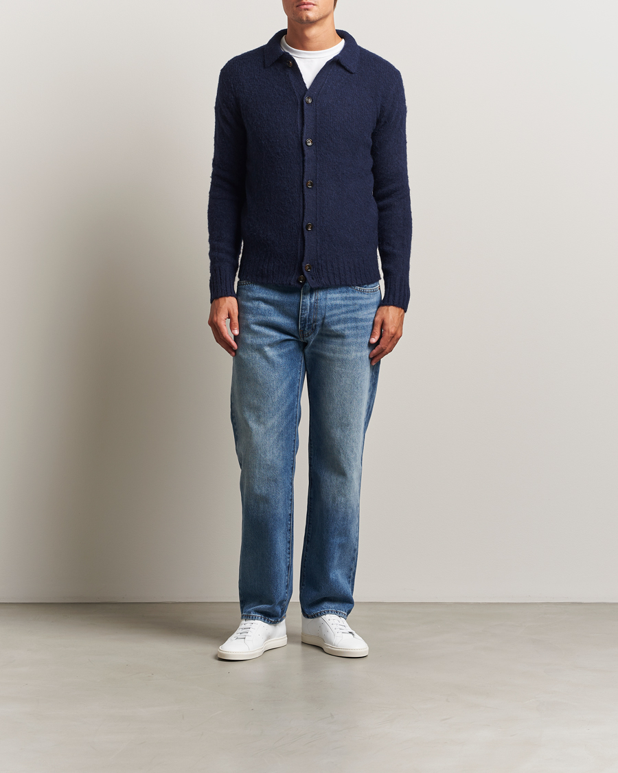 Mies | Puserot | Aspesi | Brushed Shetland Cardigan Navy