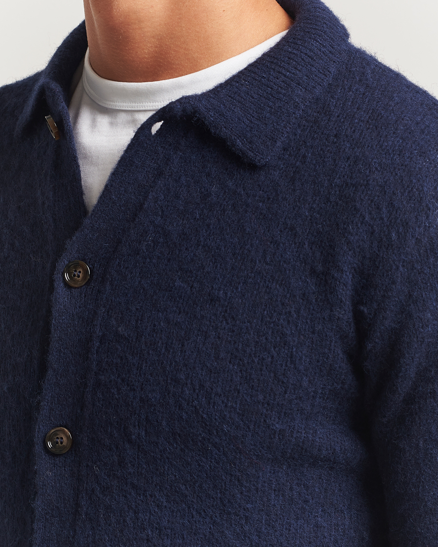 Mies | Puserot | Aspesi | Brushed Shetland Cardigan Navy