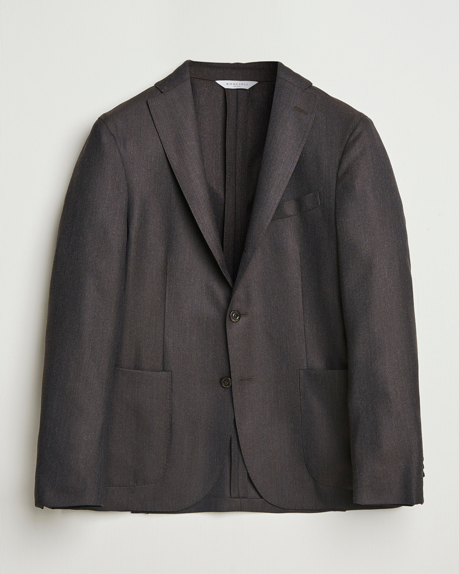 Mies | Pikkutakit | Boglioli | K Jacket Wool Hopsack Blazer Dark Brown
