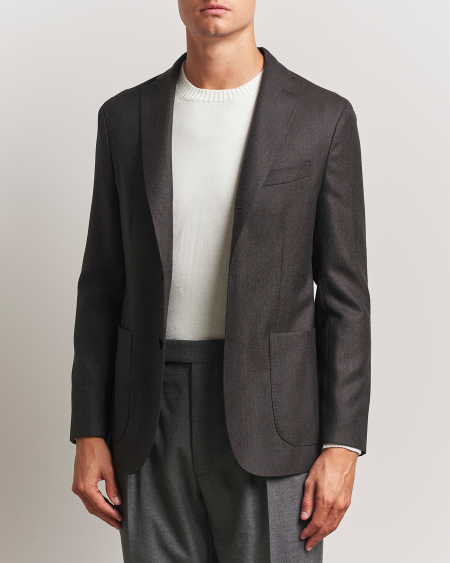 Mies | Pikkutakit | Boglioli | K Jacket Wool Hopsack Blazer Dark Brown