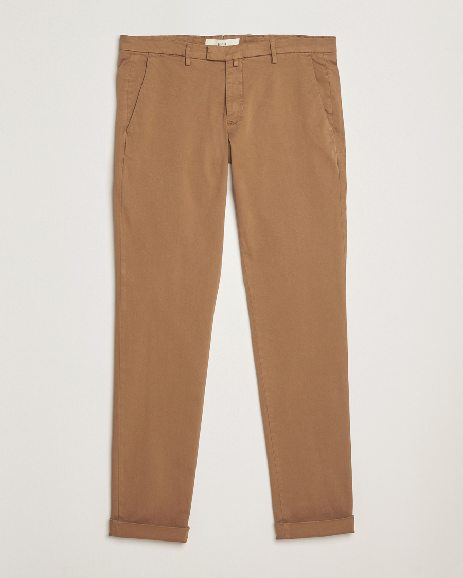 Mies | Housut | Briglia 1949 | Slim Fit Cotton Stretch Chino Mid Brown