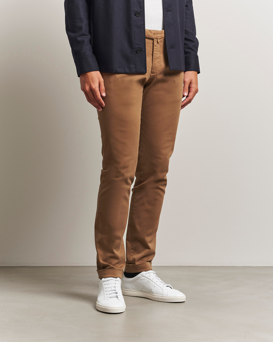 Mies | Housut | Briglia 1949 | Slim Fit Cotton Stretch Chino Mid Brown