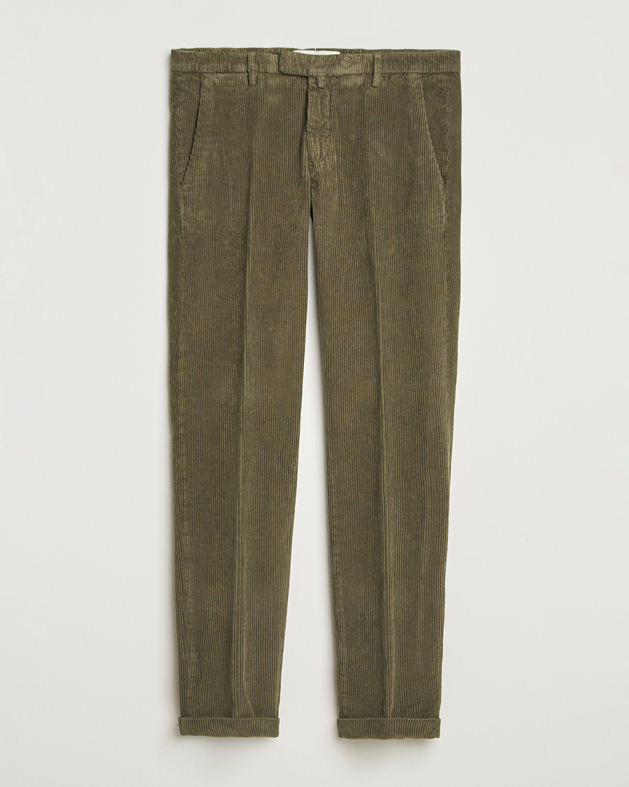 Mies | Housut | Briglia 1949 | Slim Fit Corduroy Trousers Dark Green