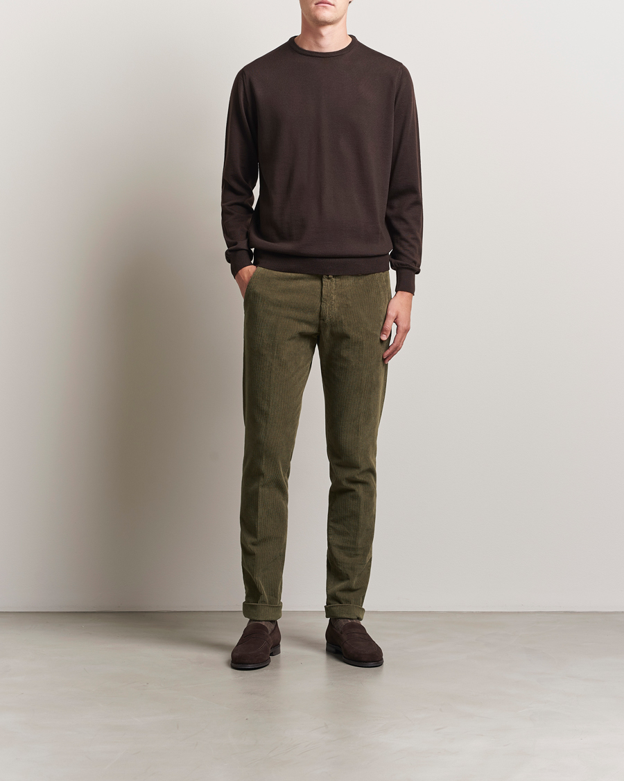 Mies | Housut | Briglia 1949 | Slim Fit Corduroy Trousers Dark Green