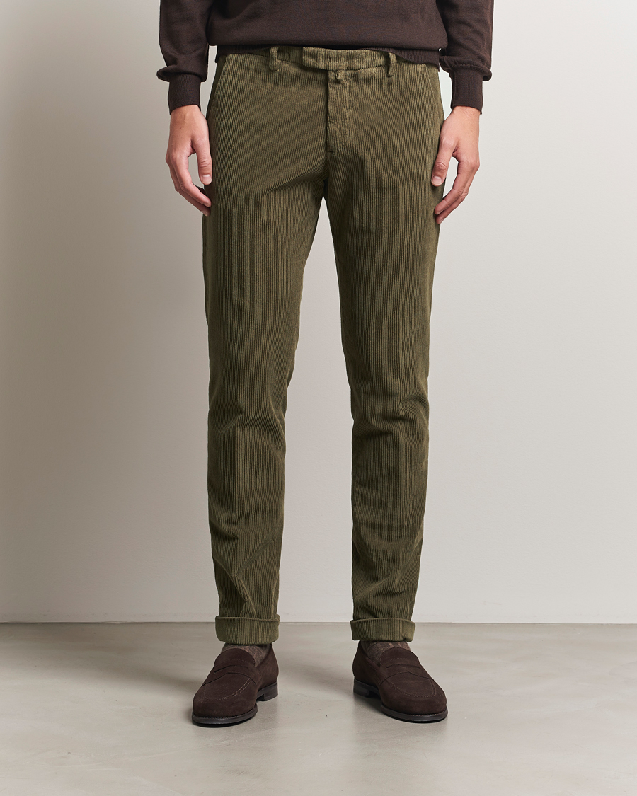Mies | Housut | Briglia 1949 | Slim Fit Corduroy Trousers Dark Green