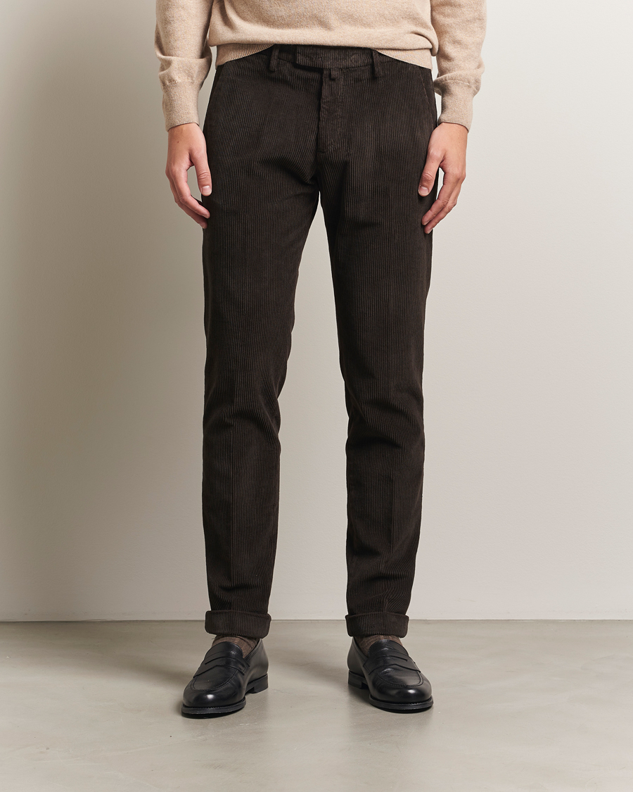 Mies | Housut | Briglia 1949 | Slim Fit Corduroy Trousers Dark Brown