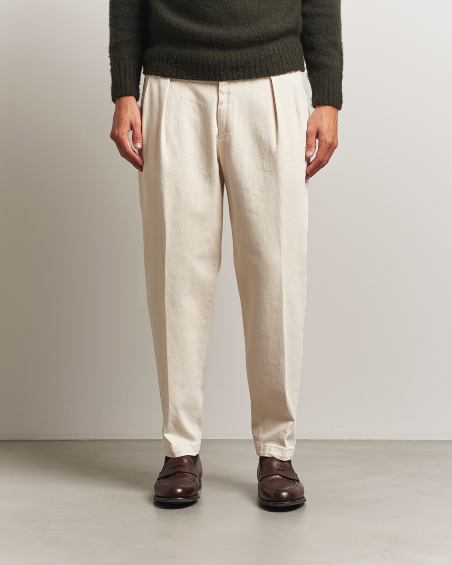 Mies | Housut | Briglia 1949 | Portobello Loose Fit Cotton Trousers Ecru