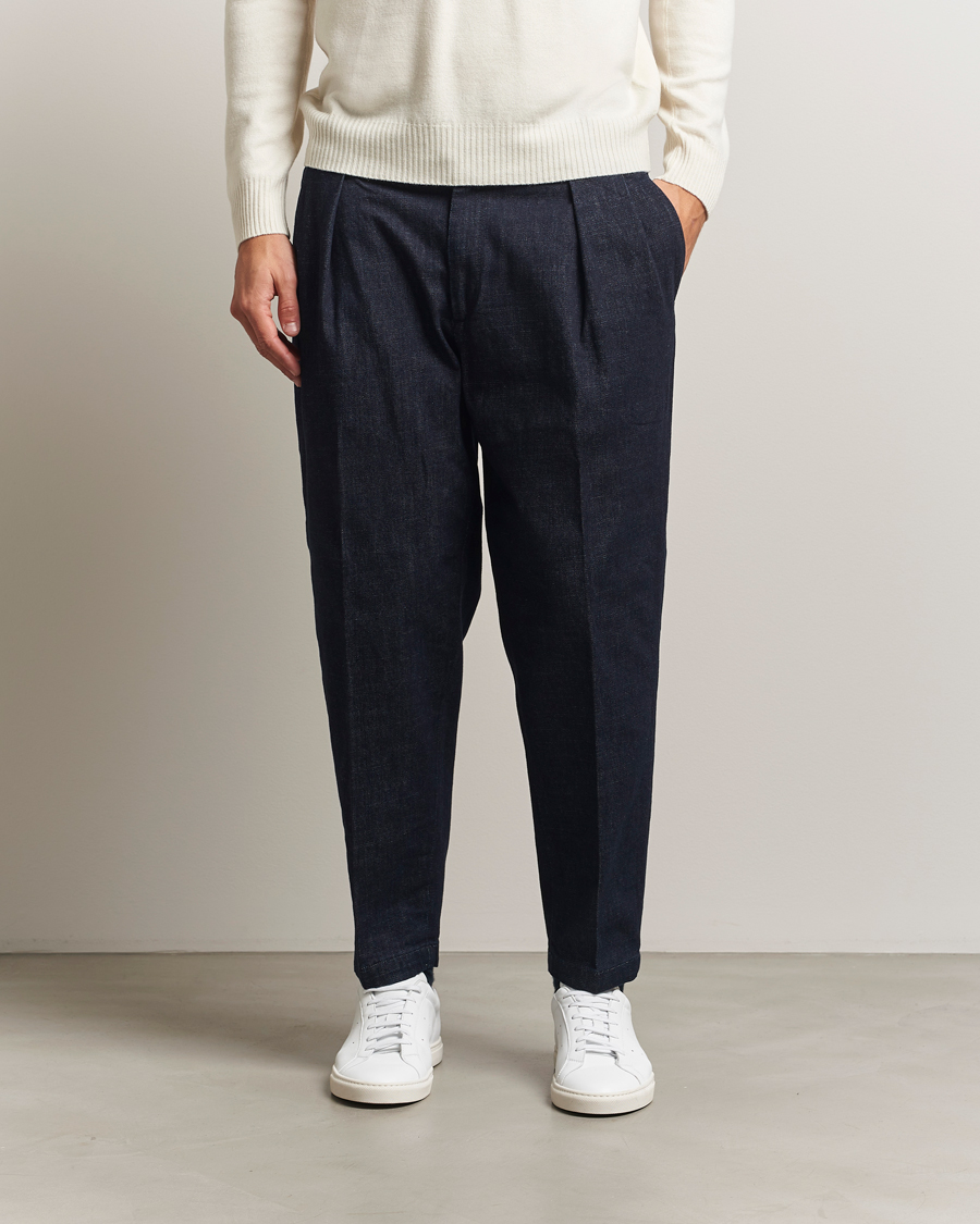 Mies | Housut | Briglia 1949 | Portobello Loose Fit Denim Trousers Dark Blue