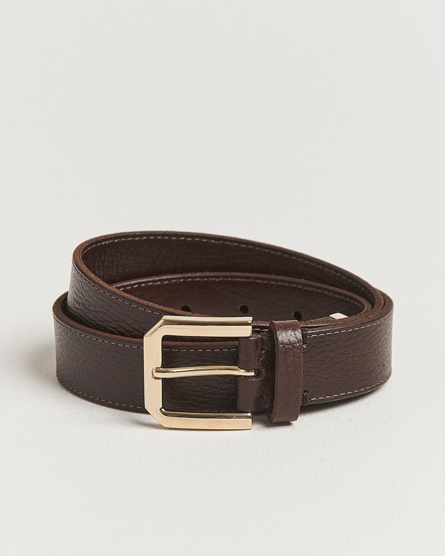 Mies | Brunello Cucinelli Grain Leather Belt Dark Brown | Brunello Cucinelli | Grain Leather Belt Dark Brown