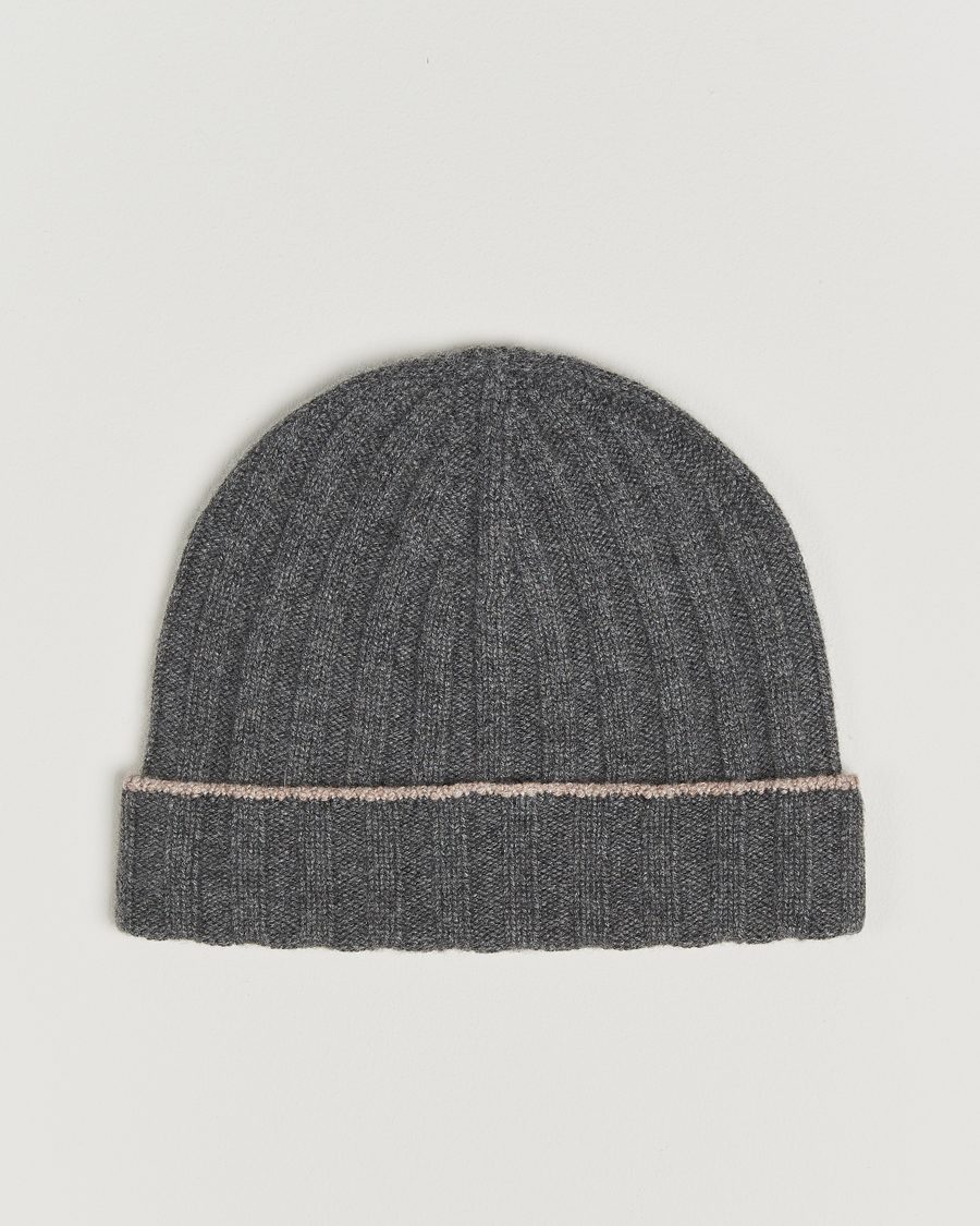 Mies | Brunello Cucinelli Cashmere Contrast Beanie Grey Melange | Brunello Cucinelli | Cashmere Contrast Beanie Grey Melange