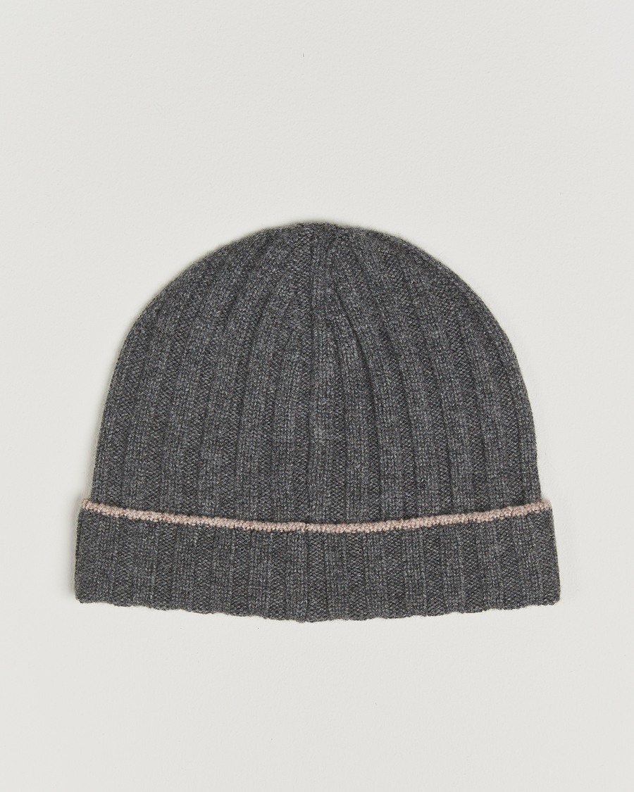 Mies | Brunello Cucinelli Cashmere Contrast Beanie Grey Melange | Brunello Cucinelli | Cashmere Contrast Beanie Grey Melange