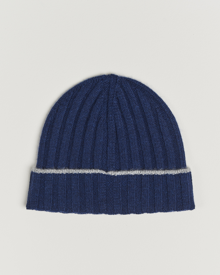 Mies | Brunello Cucinelli Cashmere Contrast Beanie Navy | Brunello Cucinelli | Cashmere Contrast Beanie Navy