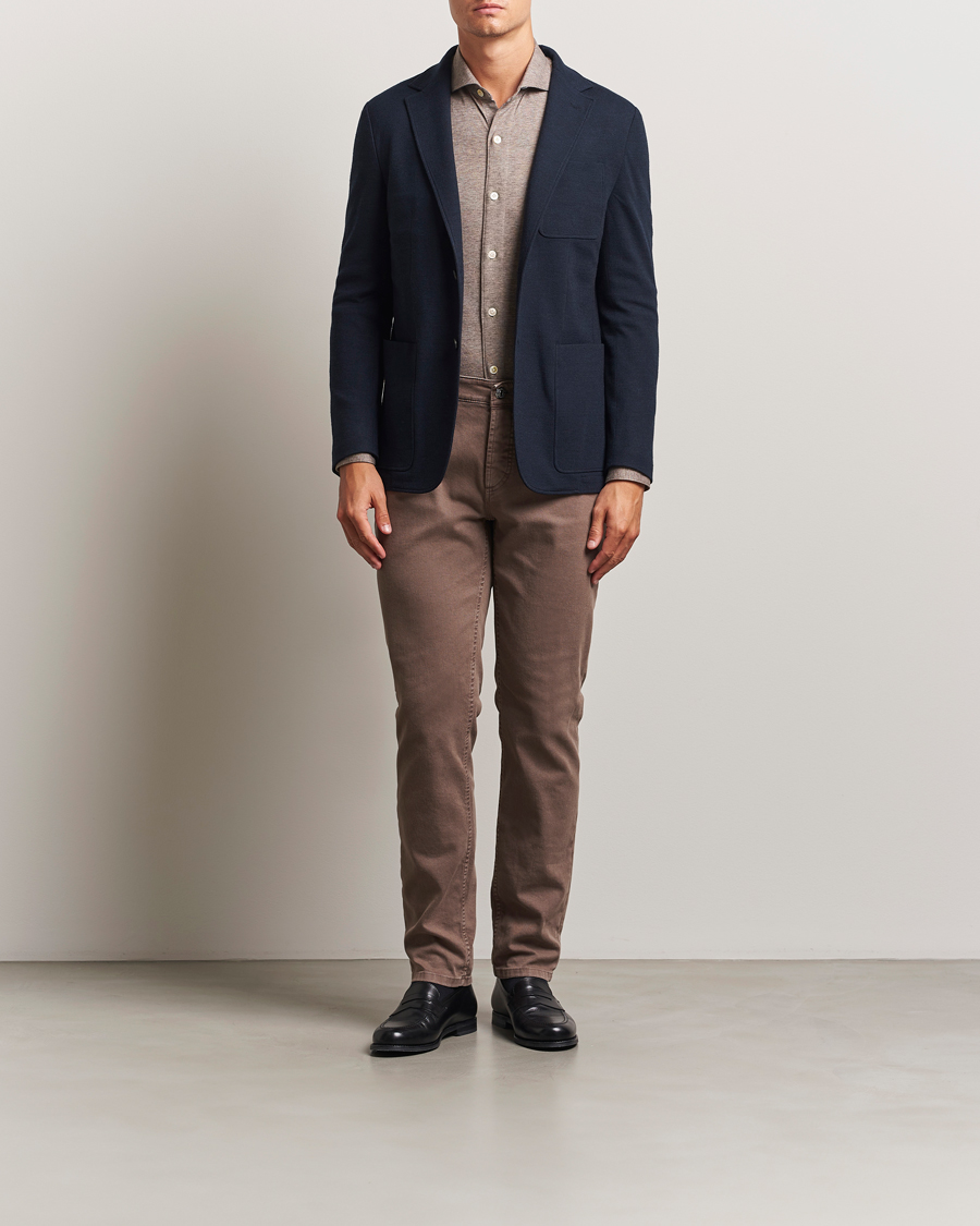 Mies | Pikkutakit | Canali | Wool Houndstooth Jersey Blazer Navy