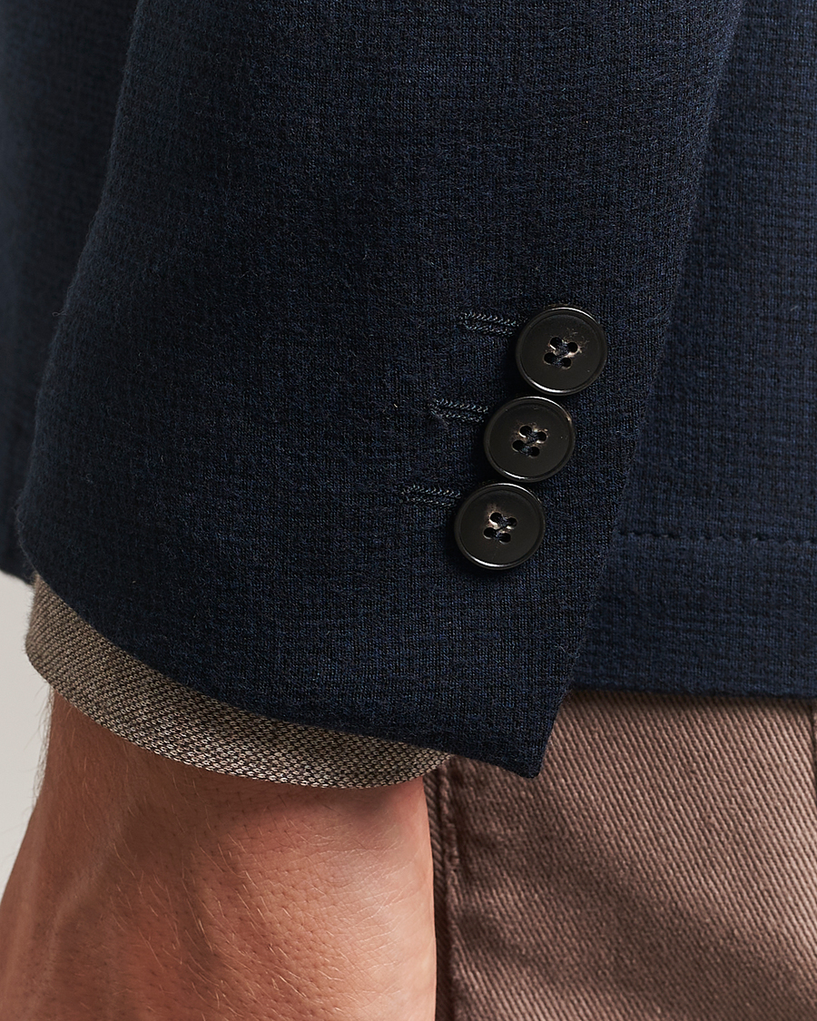 Mies | Pikkutakit | Canali | Wool Houndstooth Jersey Blazer Navy