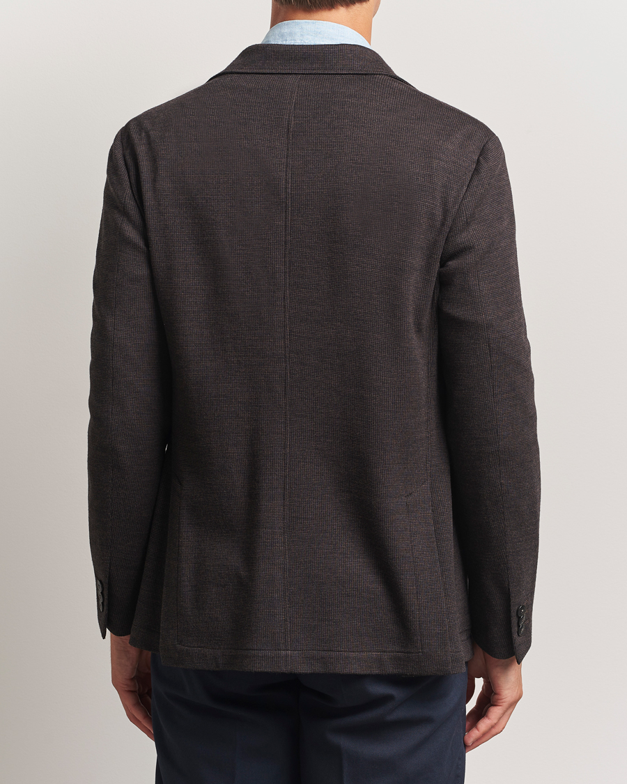 Mies | Pikkutakit | Canali | Wool Houndstooth Jersey Blazer Dark Brown