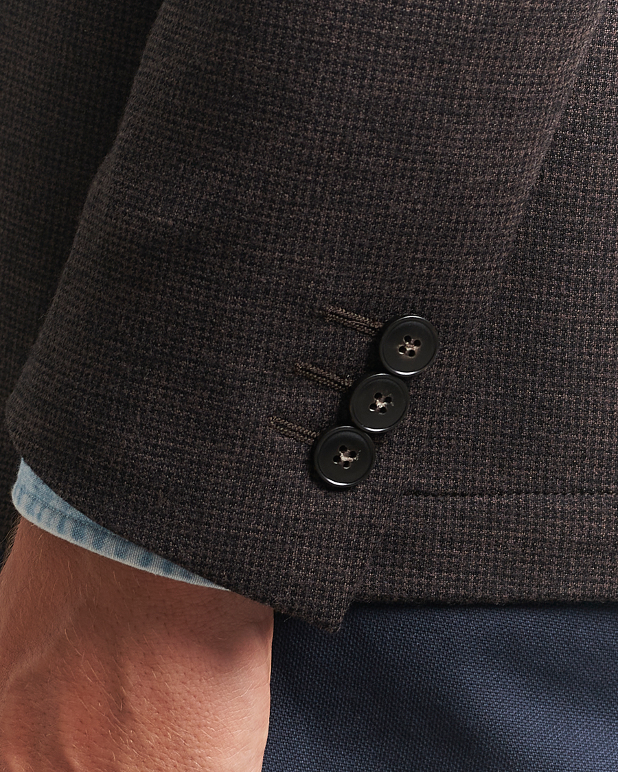 Mies | Pikkutakit | Canali | Wool Houndstooth Jersey Blazer Dark Brown