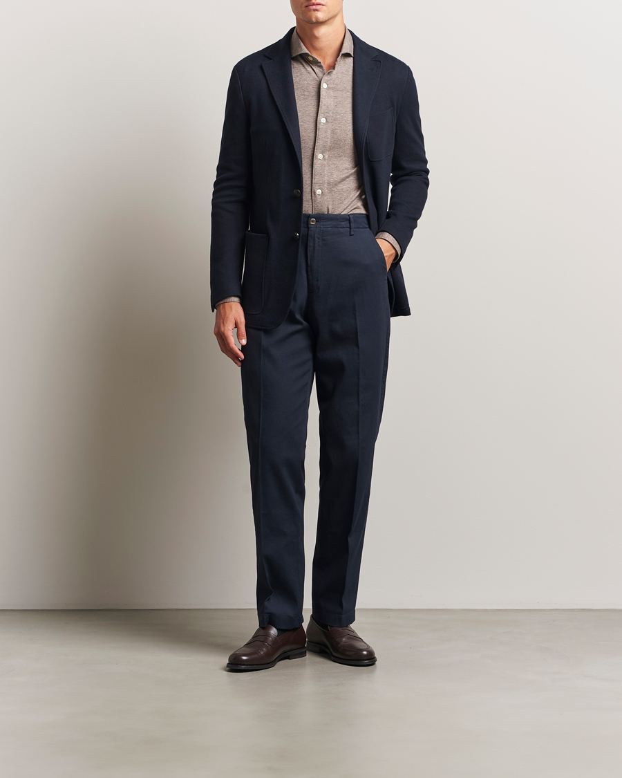 Mies | Pikkutakit | Canali | Cotton/Cashmere Jersey Blazer Navy